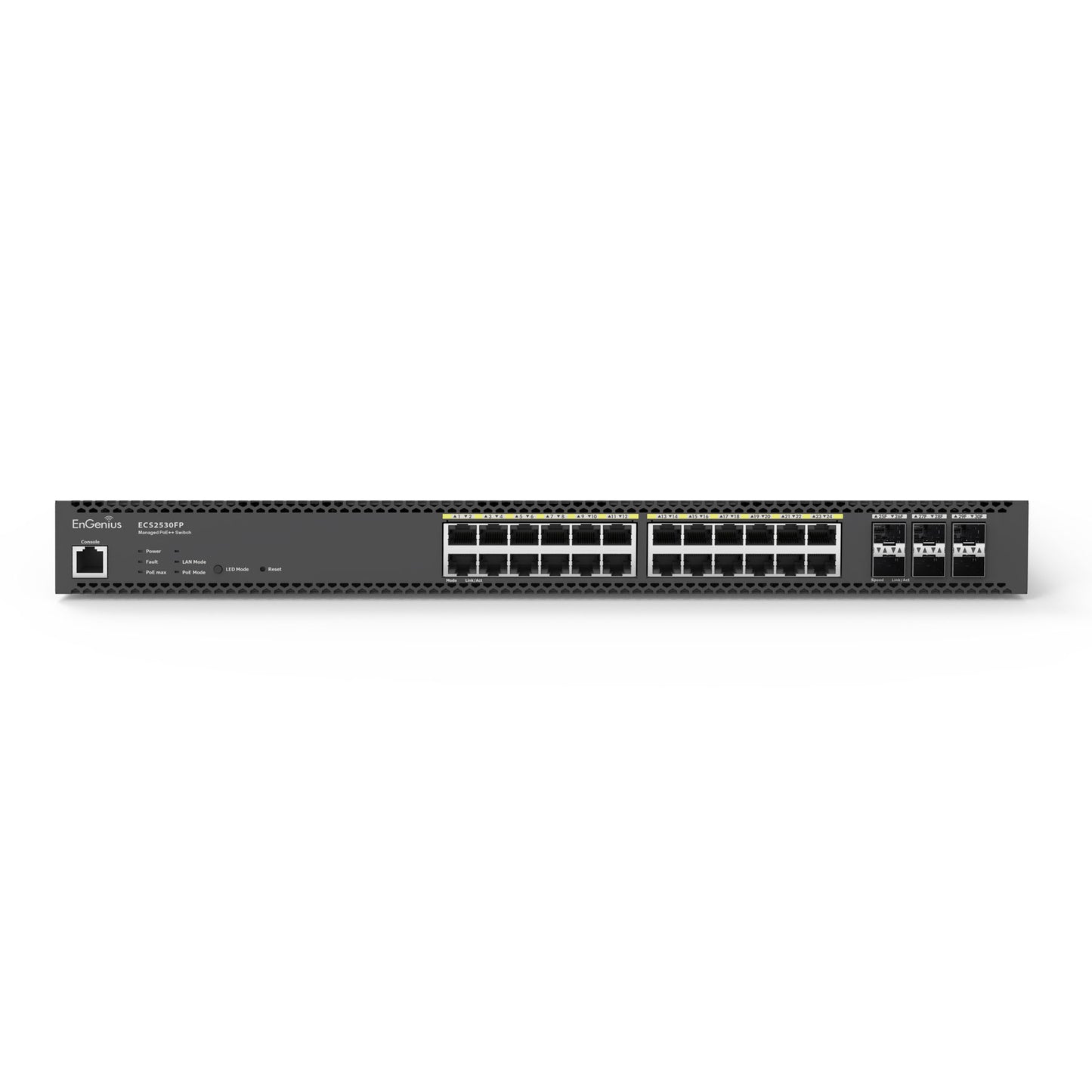 ECS2530FP: Cloud Managed 24-Port 740W L2+ PoE++ Multi Gig Switch with 6 SFP+ Slots