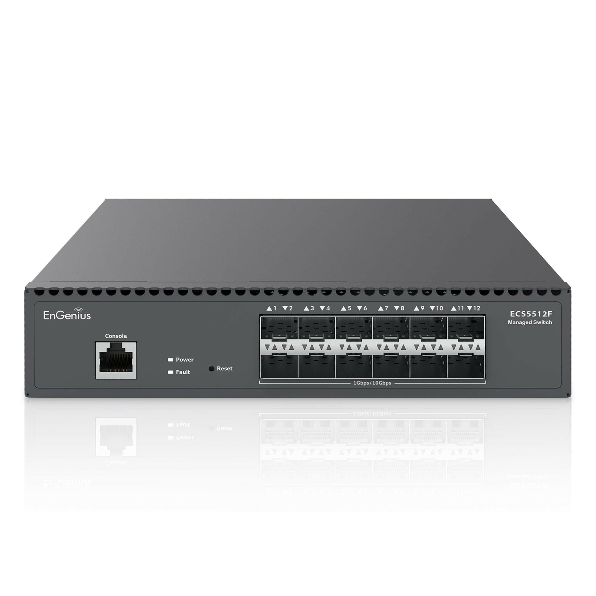 ECS5512F: Conmutador de fibra óptica agregada de medio rack, 12 puertos, 10 Gigabit SFP+, gestionado en la nube