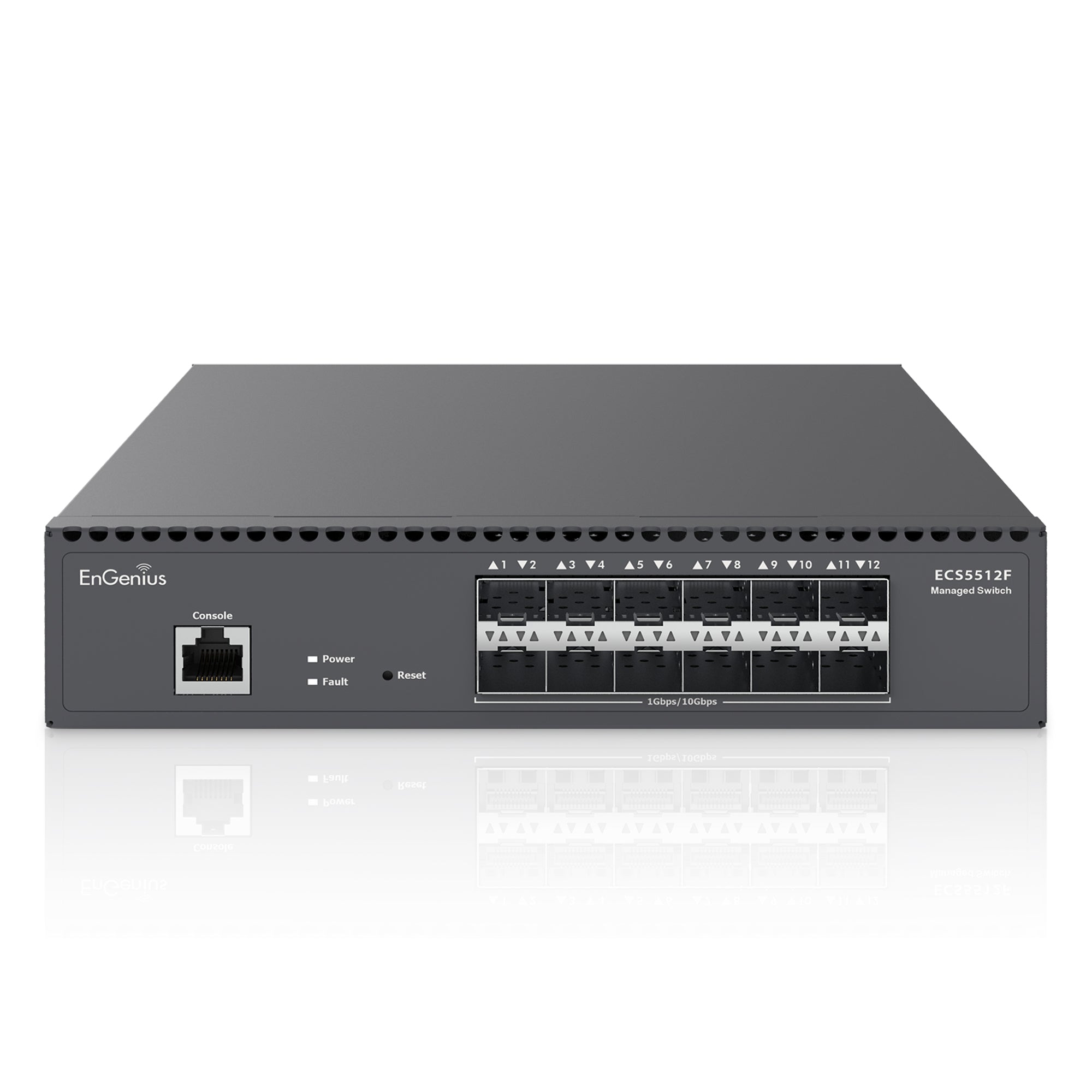 ECS5512F: Cloud Managed 12-Port 10 Gigabit SFP+ Half-Rack Aggregate Fiber Switch